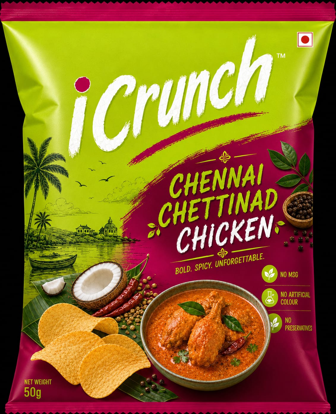 ICRUNCH CHENNAI CHETTINAD CHICKEN POTATO CHIPS