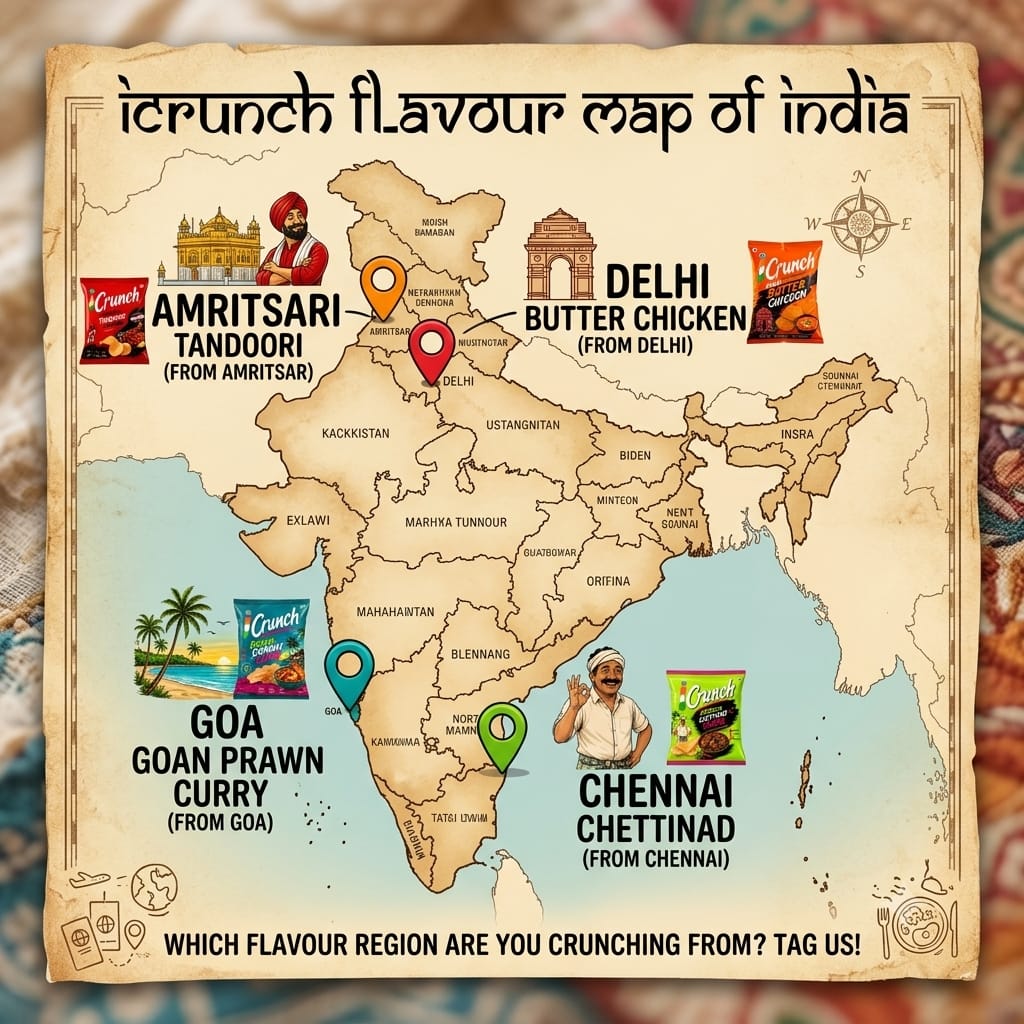 Illustrated iCrunch flavour map of India